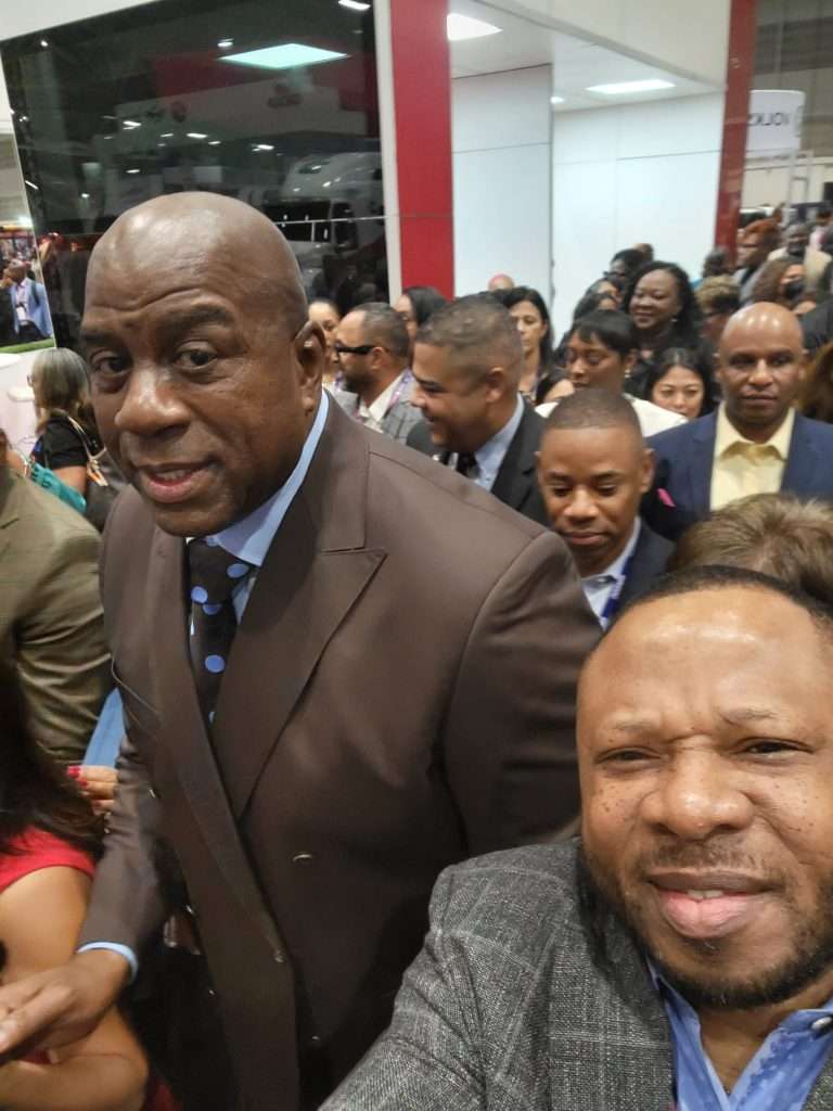 Mr. Ayo Jemiri catching up with Mr. Mr. Earvin "Magic" Johnson at the event